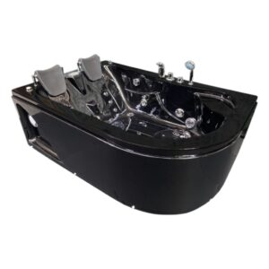 67” x 45” Black Corner Whirlpool Bathtub with Heater - Black Havana