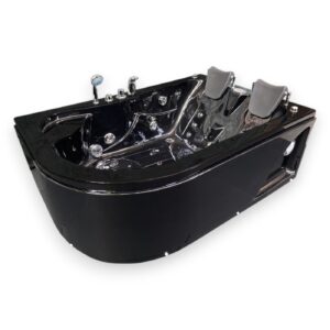 67” x 45” Black Corner Whirlpool Bathtub with Heater - Black Varadero