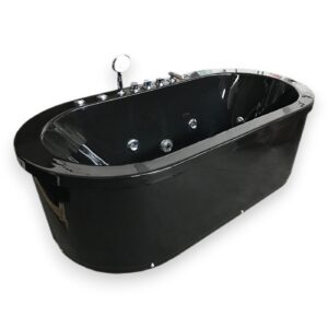 73” x 37.5” Black Freestanding Whirlpool Bathtub - Cancun