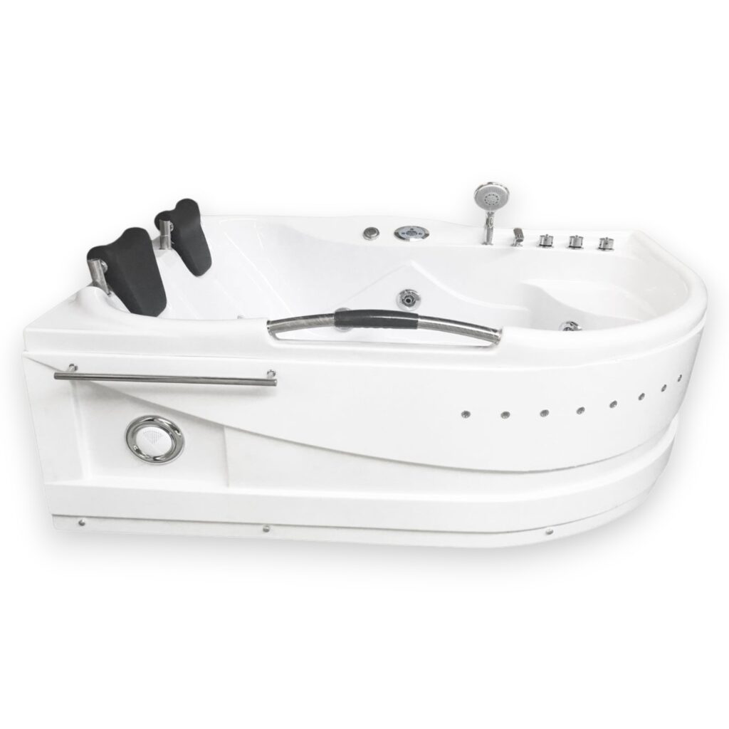 67” x 47” White Whirlpool Bathtub with Dual Pump & Heater - Cayman
