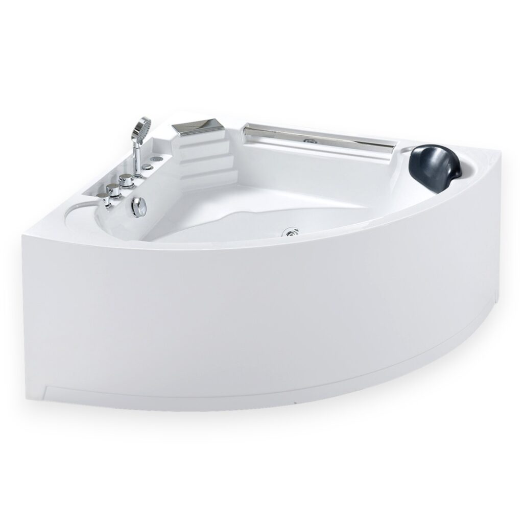 53” x 53” White Corner Whirlpool Bathtub with 6 Jets - Daisy