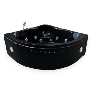 59” x 59” Black Corner Whirlpool Bathtub with Chromotherapy - Dolphin