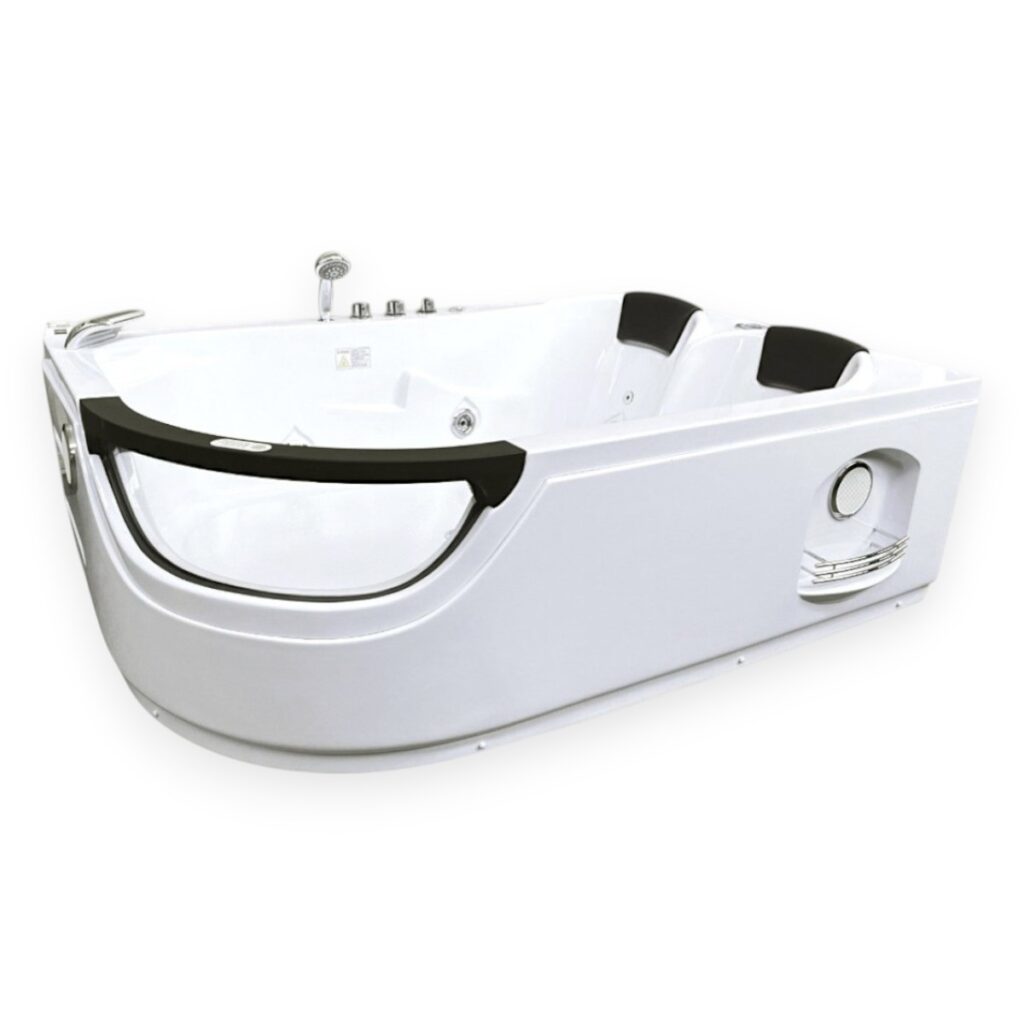71” x 47” White Whirlpool Bathtub with Dual Pump & Heater - Elite