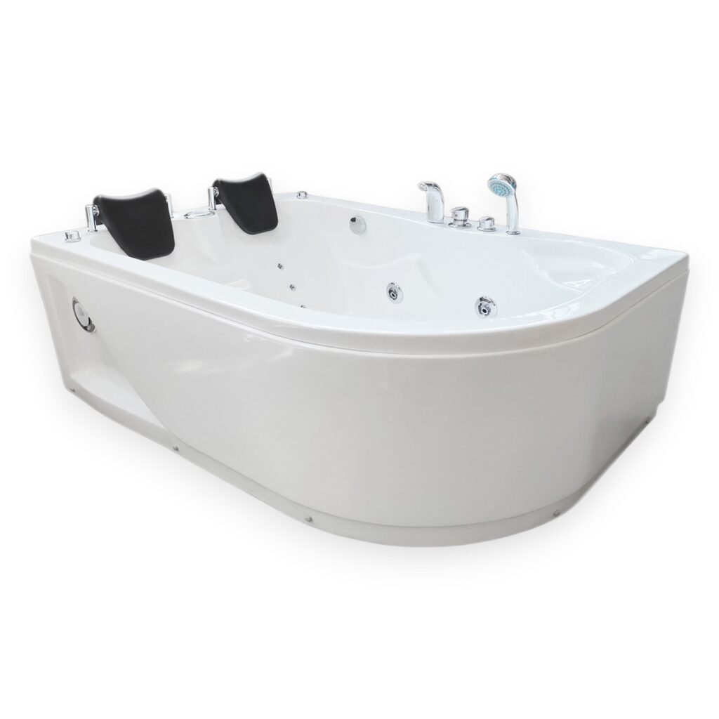 67” x 45” White Corner Whirlpool Bathtub with Heater - Havana