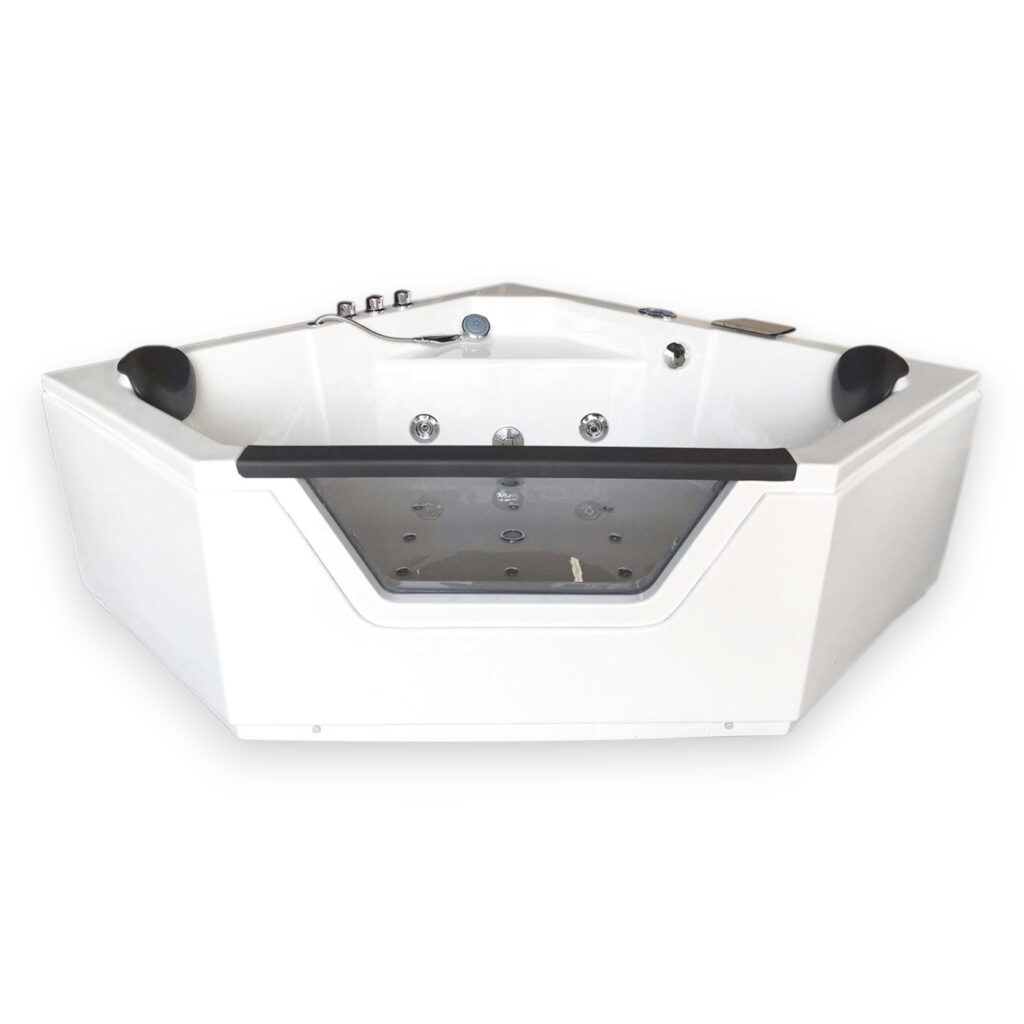 59” x 59” Corner Whirlpool Bathtub with Dual Pump & Heater - Ibiza