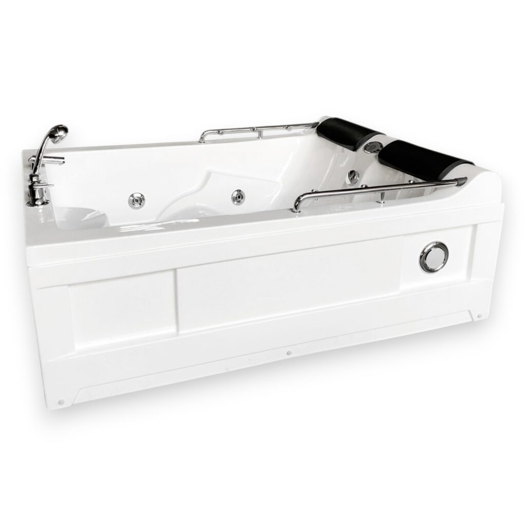 69” x 52” White Corner Whirlpool Bathtub with Heater - Lulu