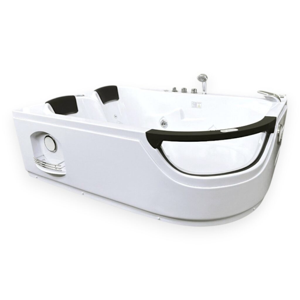 71” x 47” White Whirlpool Bathtub with Dual Pump & Heater - Luna