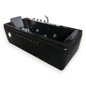 71” x 33” Black Whirlpool Bathtub with Dual Pump & Chromotherapy - Marilyn