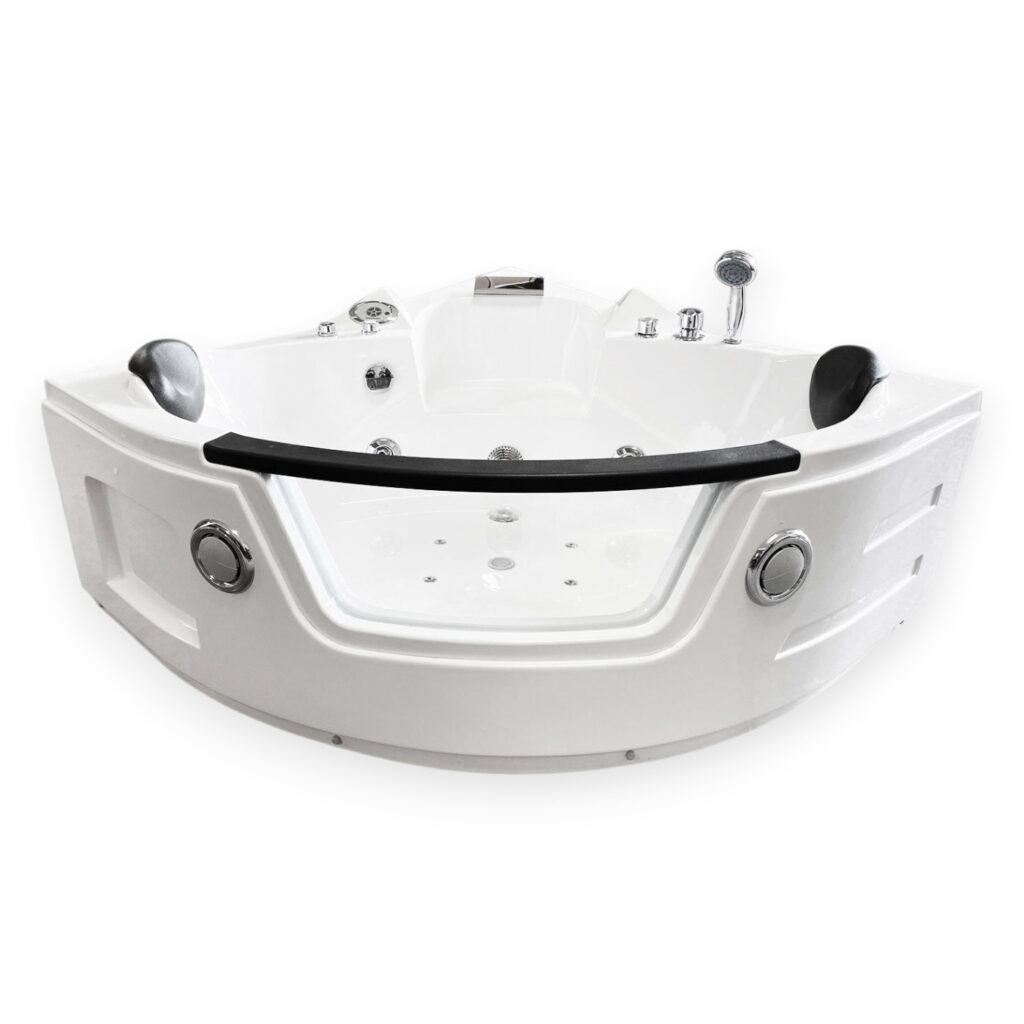 53” x 53” White Corner Whirlpool Bathtub with Heater - Miami