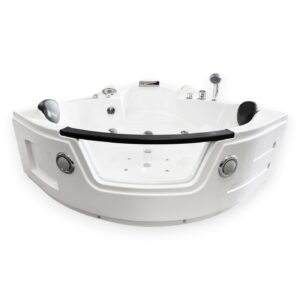 53” x 53” White Corner Whirlpool Bathtub with Heater - Miami