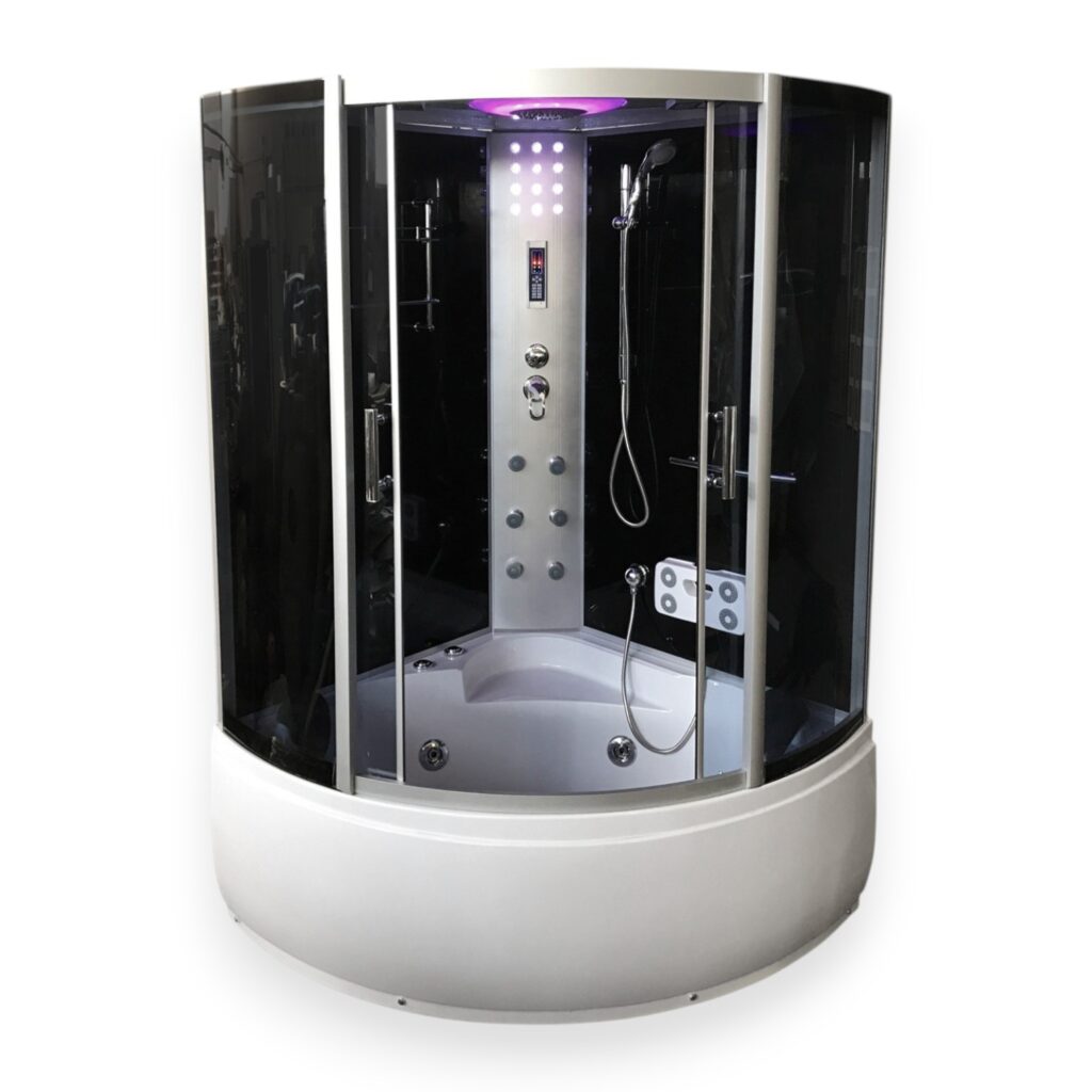 51” x 51” Corner Whirlpool Shower Tub with Chromotherapy & Heater - Milan