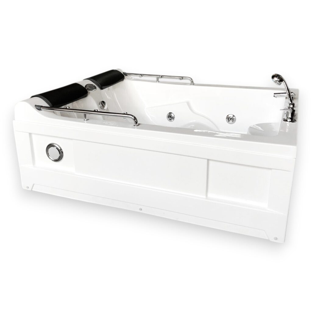 69” x 52” White Corner Whirlpool Bathtub with Heater - Mimi