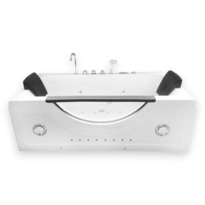 71” x 35.5” White Whirlpool Bathtub with Dual Pump & Heater - Niagara