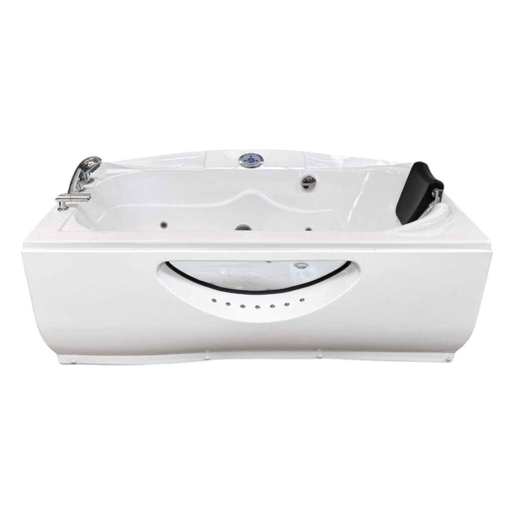 67” x 35.5” White Whirlpool Bathtub with Heater - Paris