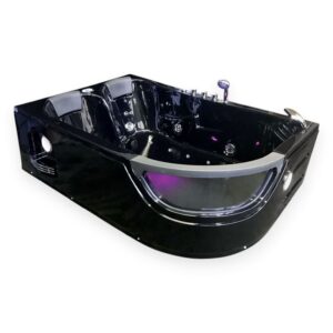 71” x 47” Black Whirlpool Bathtub with Dual Pump & Heater - Pegaso