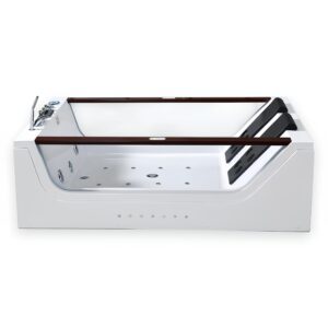 71” x 47” White Freestanding Whirlpool Bathtub with Dual Pump - Positano