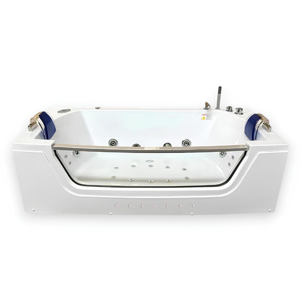 71” x 35.5” White Whirlpool Bathtub with Dual Pump & Heater - Privilege