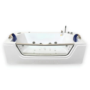 71” x 35.5” White Whirlpool Bathtub with Dual Pump & Heater - Privilege