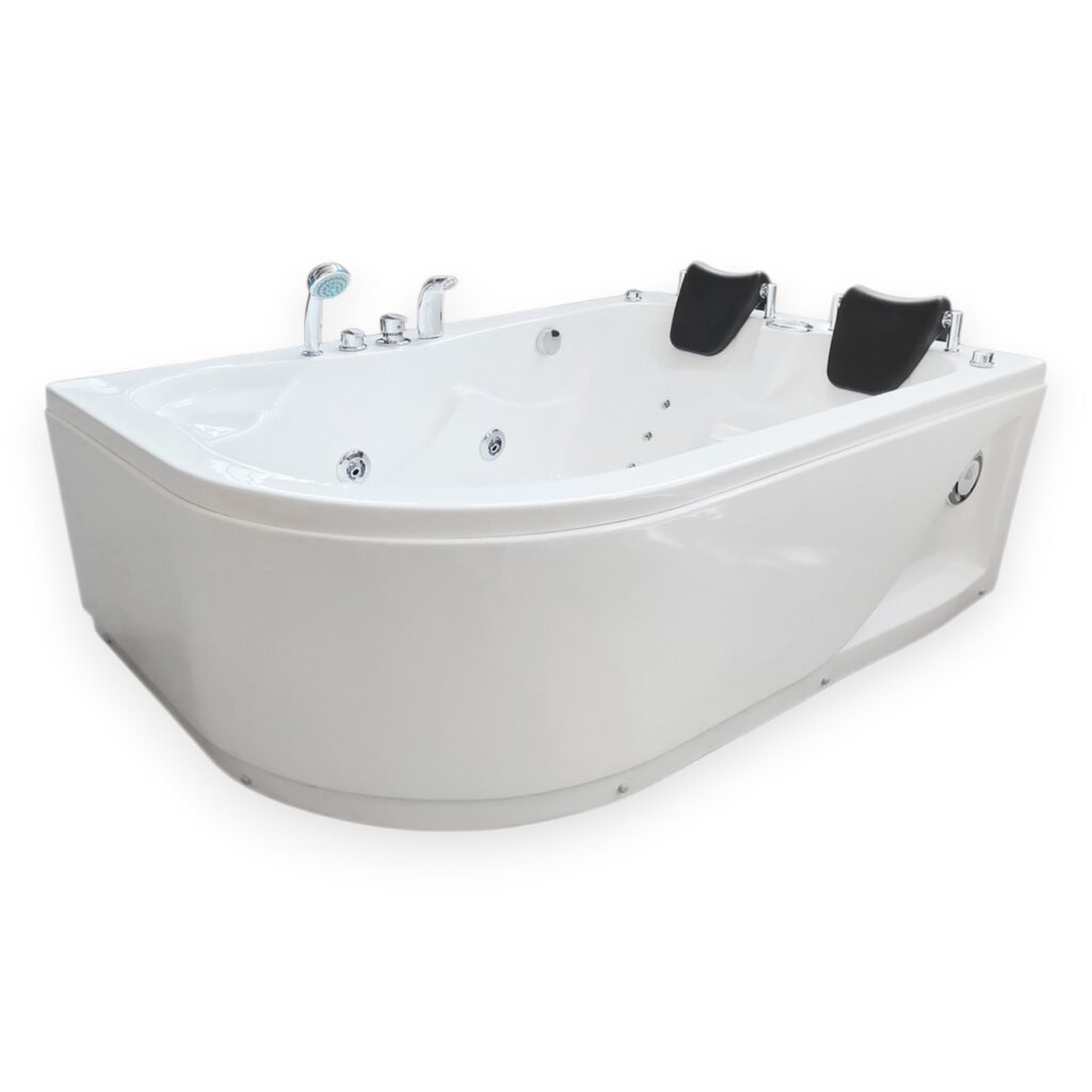 67” x 45” White Corner Whirlpool Bathtub with Heater - Varadero