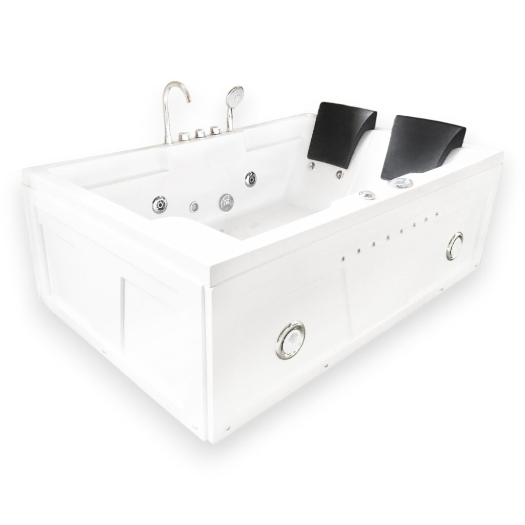 71” x 47.5” White Whirlpool Bathtub with Dual Pump & Heater - Yellowstone
